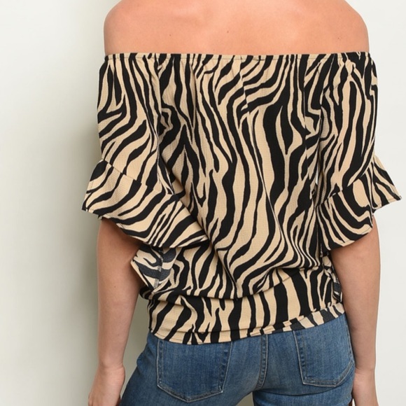 5⭐️TAUPE BLACK ANIMAL PRINT - TOP - Picture 3 of 3